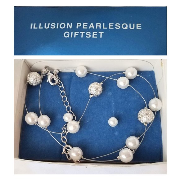 AVON Illusion Pearlesque Necklace Earring Gift Set NIB 2007 - Picture 1 of 7